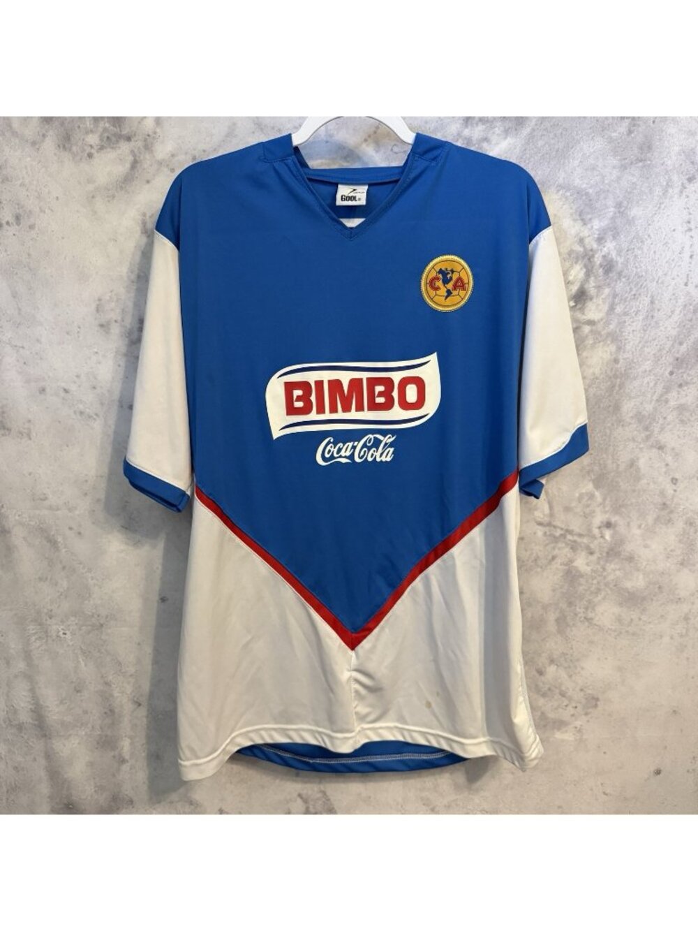 Club America Gool Soccer Jersey Mens Large L Bimbo Coca Cola